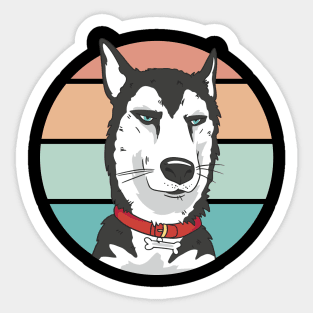 Husky dog retro sunset Sticker